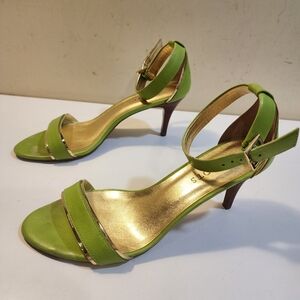 Lime green ankle-strap high heel sandals Size 8B